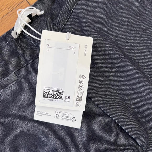 NWT COS Women's Straight Leg Fit Denim Chinos Pants Navy Blue High Rise Size 2 - Picture 4 of 9